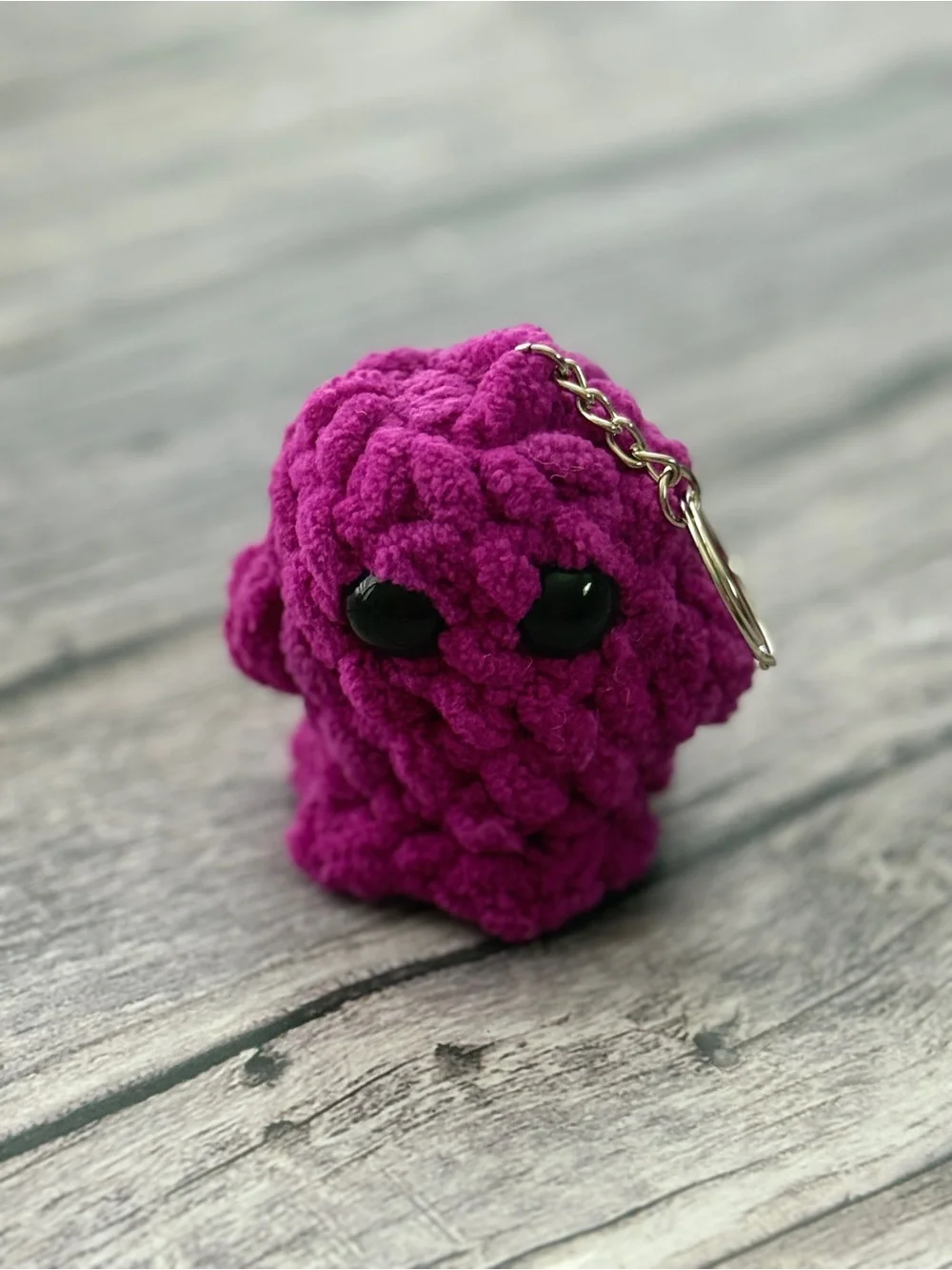 Handmade Purple Crochet Ghost Keychain – 3”